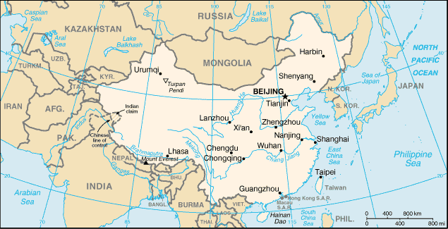 carte de la Chine