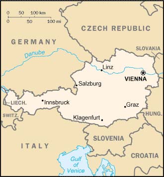 carte de l'Autriche