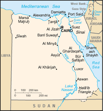 carte de l'Egypte