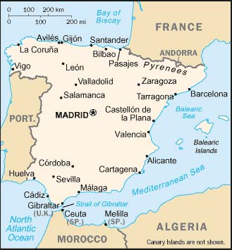 carte d'Espagne