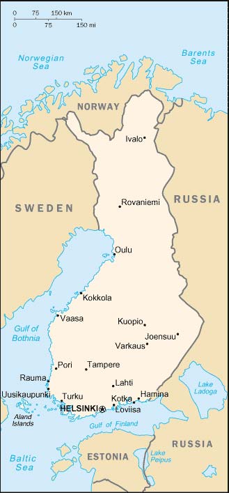 carte de la Finlande